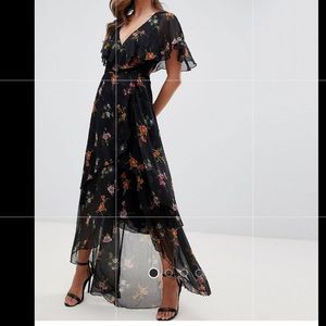 ASOS floral maxi dress with cape back. NWT